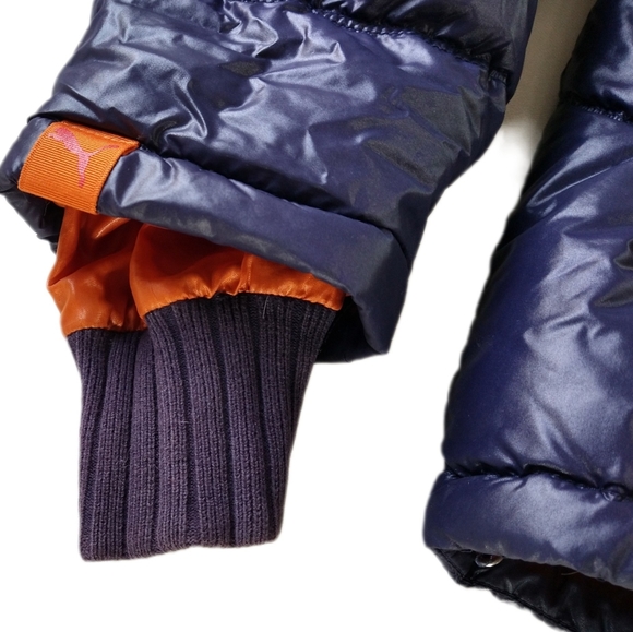 PUMA Super Thick Puffer Blue Red Multi-Pocket High Collar Zip Jacket - Picture 6 of 12